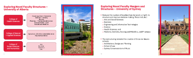 University of Alberta and University of Sydney were targets of NOUS-inspired restructurings. (Source: Faculties of the Future Presentation)